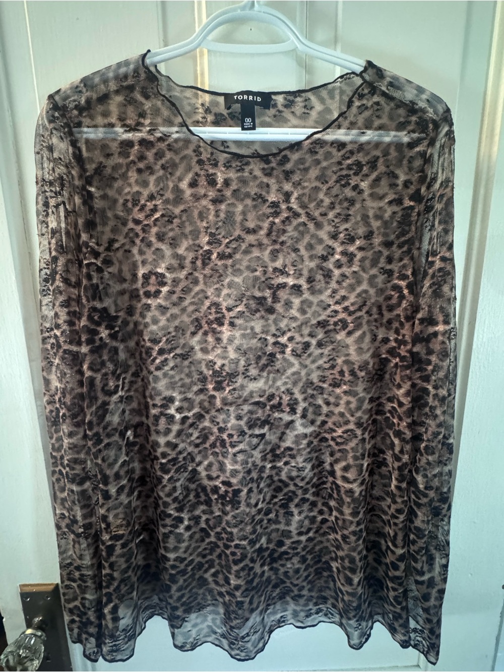 torrid Brown Leopard Print Sheer Long Sleeve Top